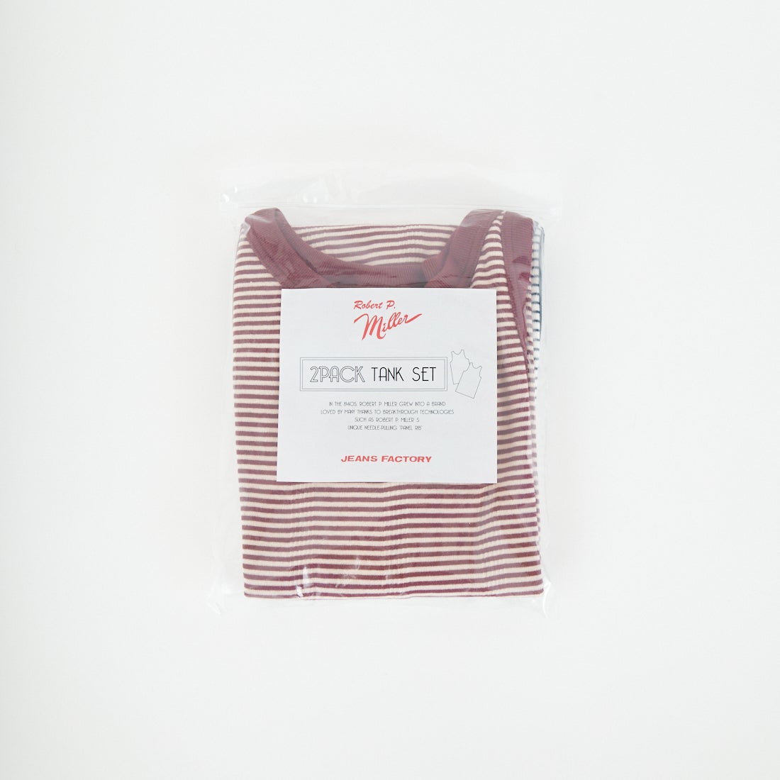 Robert P.Miller [ロバートピーミラー] 別注 配色 パネルリブ 2Pパック ノースリーブTシャツ [RM261-01IN-JF] NVY CLAY