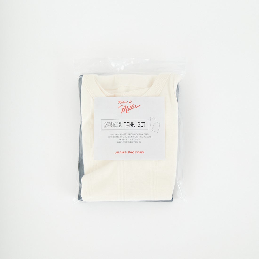 Robert P.Miller [ロバートピーミラー] 別注 配色 パネルリブ 2Pパック ノースリーブTシャツ [RM261-01IN-JF] IVORY BLK