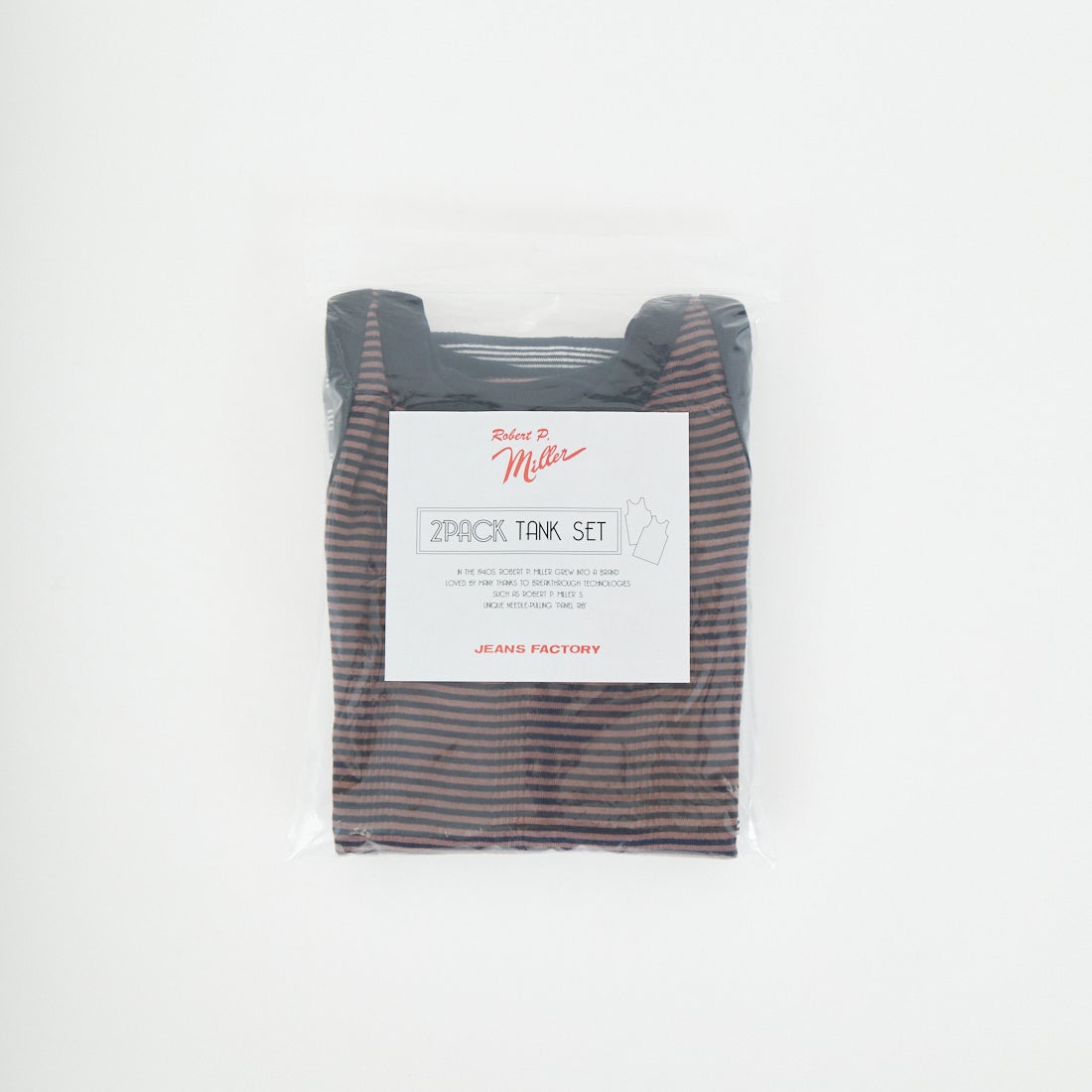 Robert P.Miller [ロバートピーミラー] 別注 配色 パネルリブ 2Pパック ノースリーブTシャツ [RM261-01IN-JF] BRN CARBON