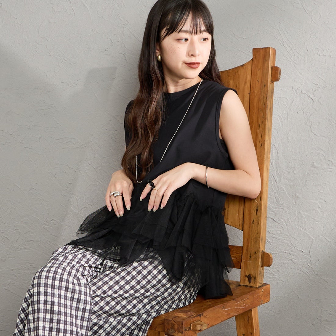 09 BLACK&&モデル身長：150cm 着用サイズ：F&&
