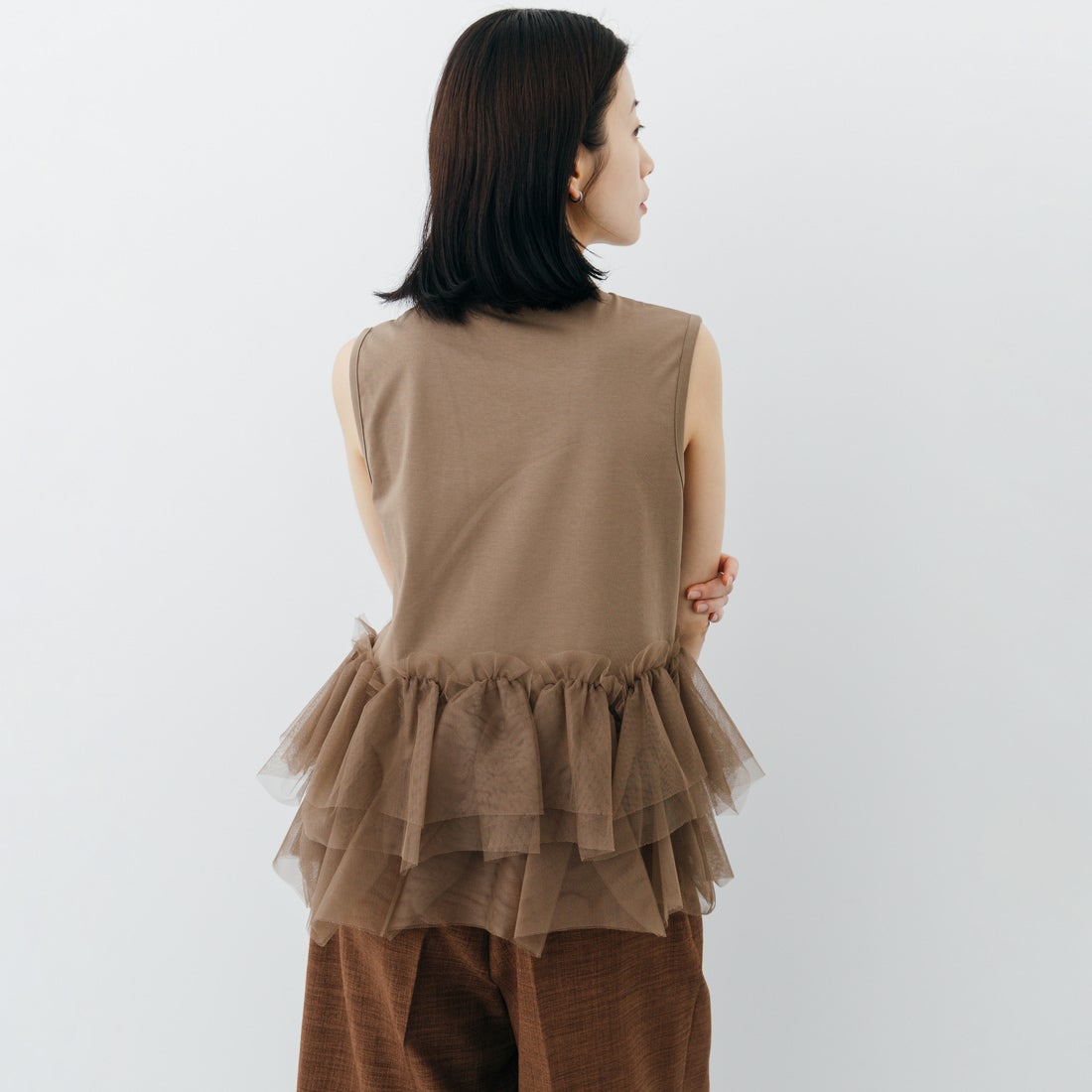 nenom [ネノム] バブルヘム チュールデザインノースリーブTシャツ [NE26612019] 28 BROWN
