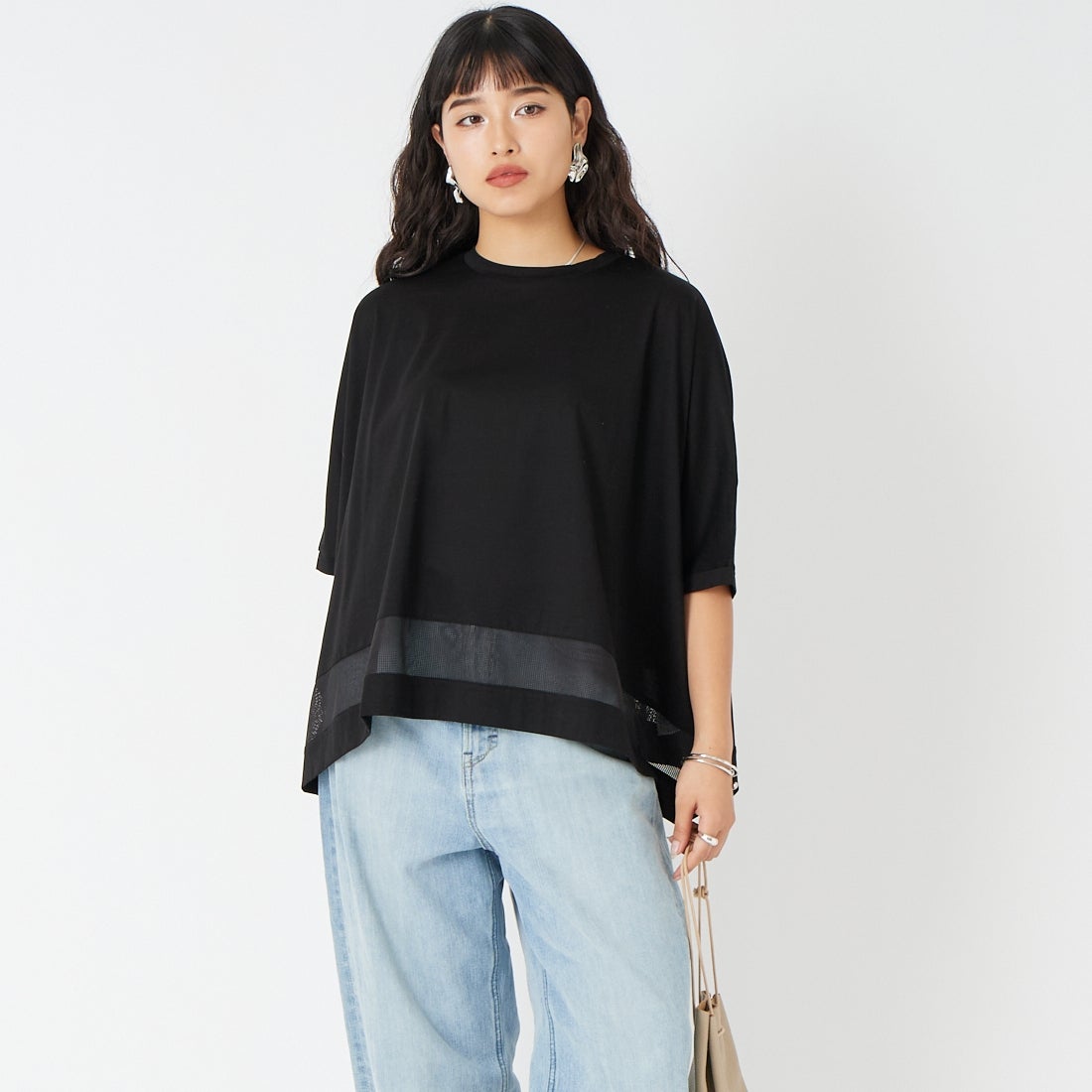801 ﾌﾞﾗｯｸ&&モデル身長：162cm 着用サイズ：F&&