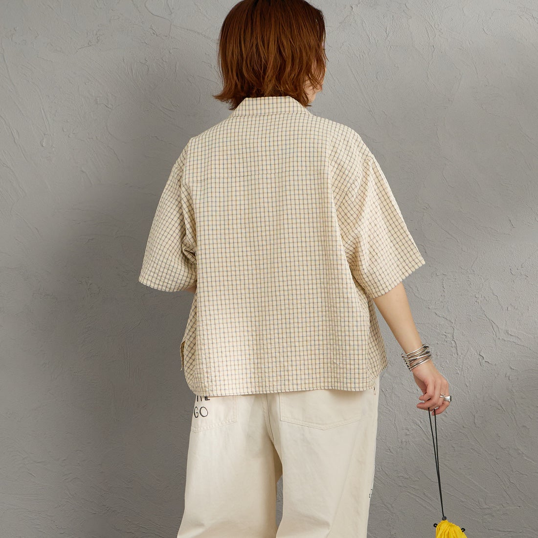 UNIVERSAL OVERALL [ユニバーサルオーバーオール] 別注 ショート丈 ビッグポケットシャツ [U2623157IN-JF] BEIGE CHK