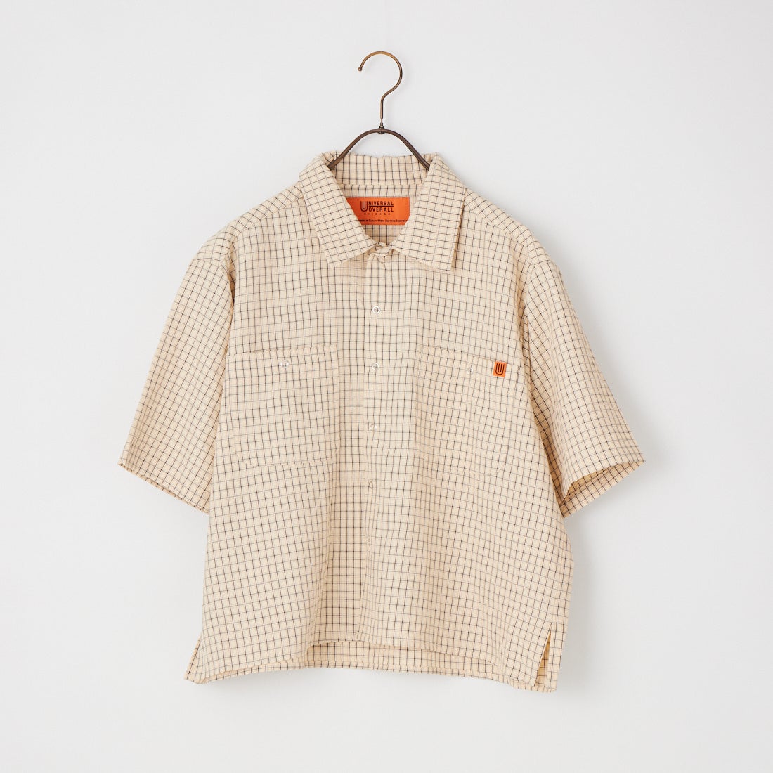 UNIVERSAL OVERALL [ユニバーサルオーバーオール] 別注 ショート丈 ビッグポケットシャツ [U2623157IN-JF] BEIGE CHK