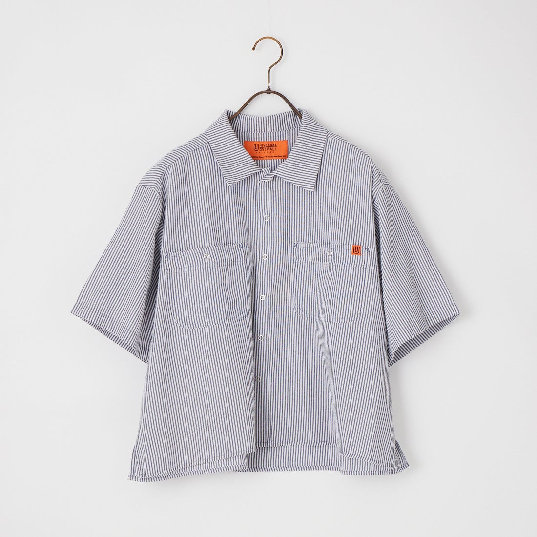 UNIVERSAL OVERALL [ユニバーサルオーバーオール] 別注 ショート丈 ビッグポケットシャツ [U2623157IN-JF] NAVY ST
