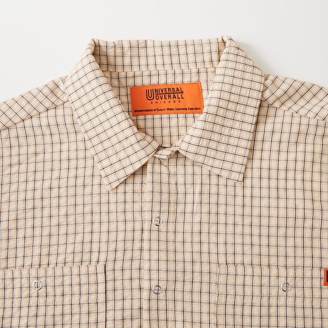 UNIVERSAL OVERALL [ユニバーサルオーバーオール] 別注 ショート丈 ビッグポケットシャツ [U2623157IN-JF] BEIGE CHK