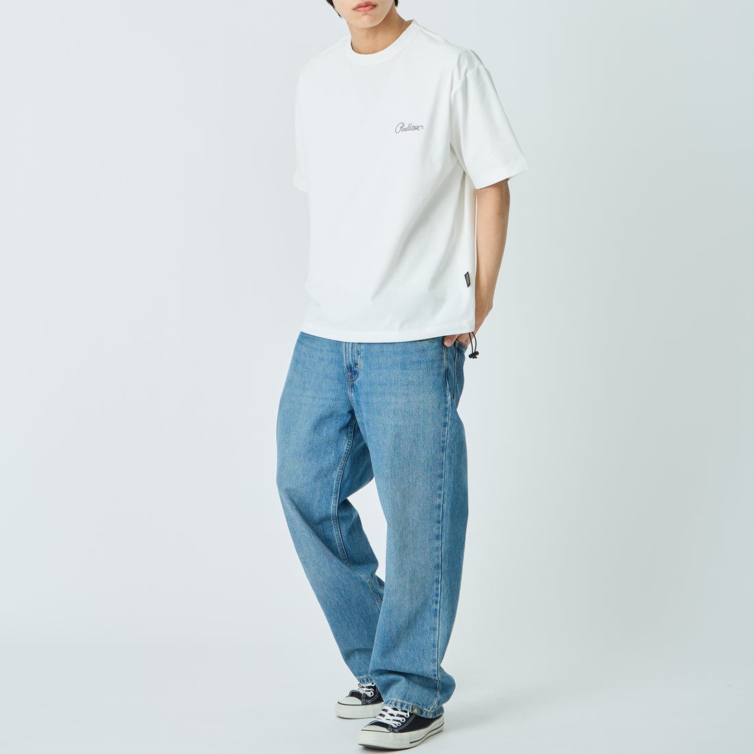 PENDLETON [ペンドルトン] 別注 ドローコード付き ネイティブ柄 バックプリントTシャツ [6275-4207-JF] WHITE &&モデル身長：179cm 着用サイズ：L&&