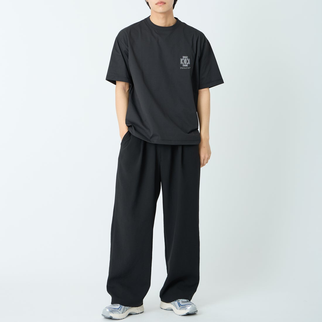 PENDLETON [ペンドルトン] 別注 ドローコード付き ヒストリーロゴ バックプリントTシャツ [6275-4208-JF] BLACK &&モデル身長：179cm 着用サイズ：L&&