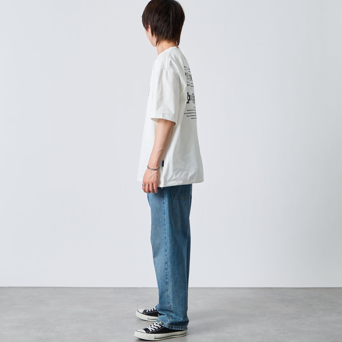 PENDLETON [ペンドルトン] 別注 ドローコード付き ヒストリーロゴ バックプリントTシャツ [6275-4208-JF] WHITE &&モデル身長：177cm 着用サイズ：XL&&