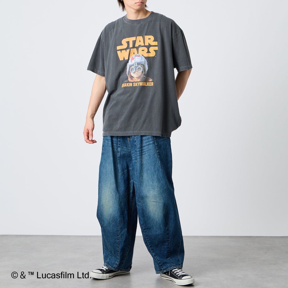 GOOD ROCK SPEED [グッドロックスピード] 別注 / STAR WARS / プリントTシャツ [INTN-072-JF] CHARCOAL &&モデル身長：177cm 着用サイズ：XL&&