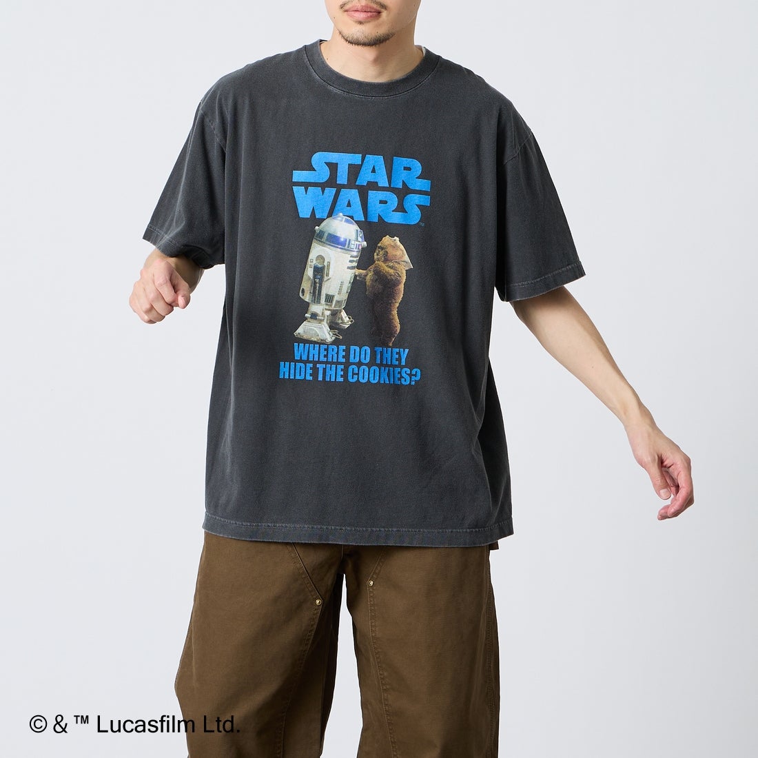 GOOD ROCK SPEED [グッドロックスピード] 別注 / STAR WARS / プリントTシャツ [INTN-074-JF] CHARCOAL &&モデル身長：168cm 着用サイズ：L&&