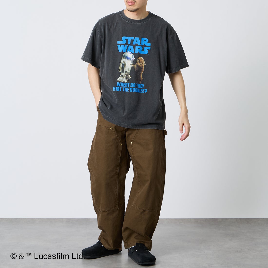 GOOD ROCK SPEED [グッドロックスピード] 別注 / STAR WARS / プリントTシャツ [INTN-074-JF] CHARCOAL &&モデル身長：168cm 着用サイズ：L&&