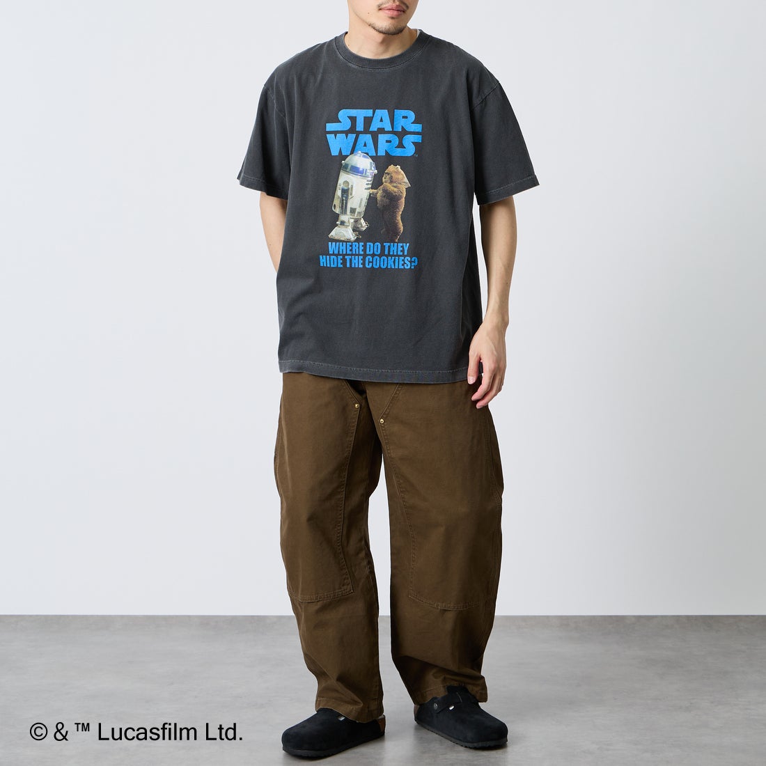 GOOD ROCK SPEED [グッドロックスピード] 別注 / STAR WARS / プリントTシャツ [INTN-074-JF] CHARCOAL &&モデル身長：168cm 着用サイズ：L&&