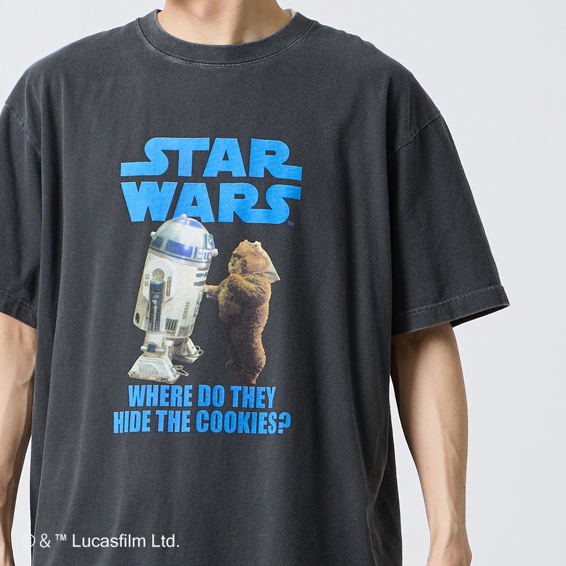 GOOD ROCK SPEED [グッドロックスピード] 別注 / STAR WARS / プリントTシャツ [INTN-074-JF] CHARCOAL &&モデル身長：168cm 着用サイズ：L&&