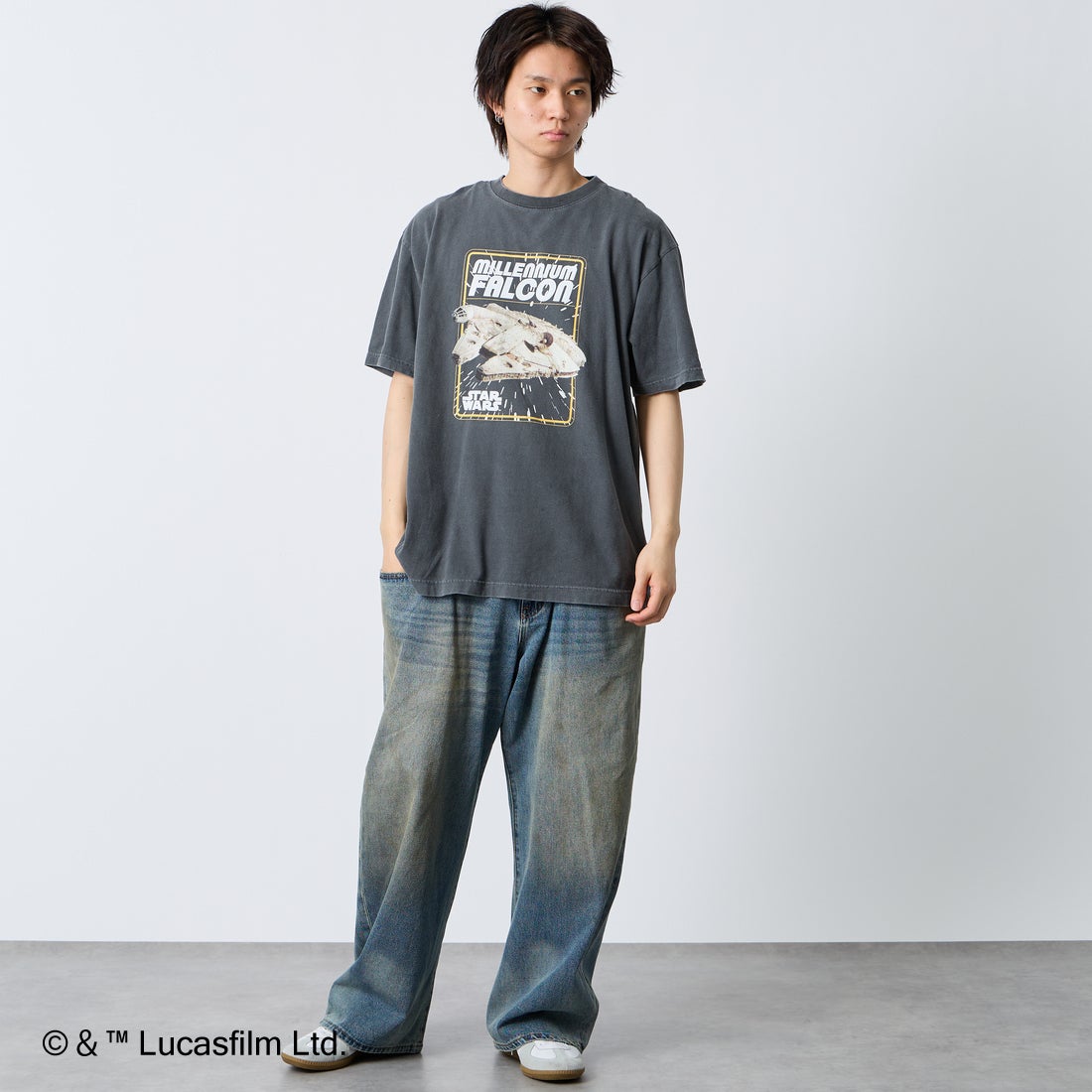 GOOD ROCK SPEED [グッドロックスピード] 別注 / STAR WARS / プリントTシャツ [INTN-075-JF] CHARCOAL &&モデル身長：177cm 着用サイズ：XL&&
