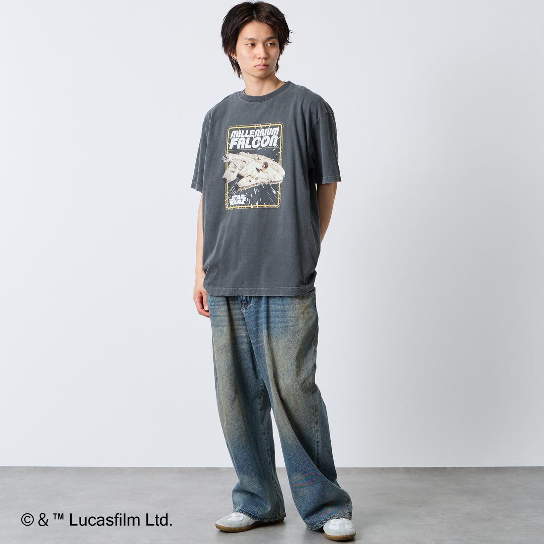 GOOD ROCK SPEED [グッドロックスピード] 別注 / STAR WARS / プリントTシャツ [INTN-075-JF] CHARCOAL &&モデル身長：177cm 着用サイズ：XL&&