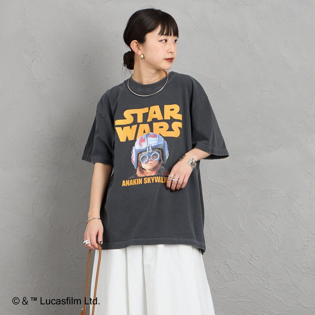 GOOD ROCK SPEED [グッドロックスピード] 別注 / STAR WARS / プリントTシャツ [INTN-072-JF] CHARCOAL &&モデル身長：150cm 着用サイズ：M&&