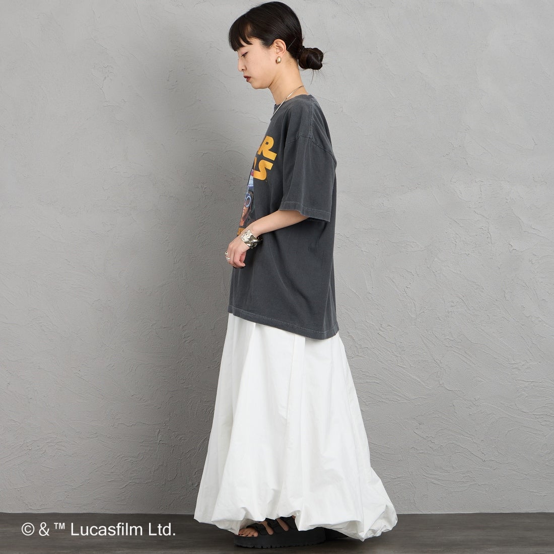 GOOD ROCK SPEED [グッドロックスピード] 別注 / STAR WARS / プリントTシャツ [INTN-072-JF] CHARCOAL &&モデル身長：150cm 着用サイズ：M&&