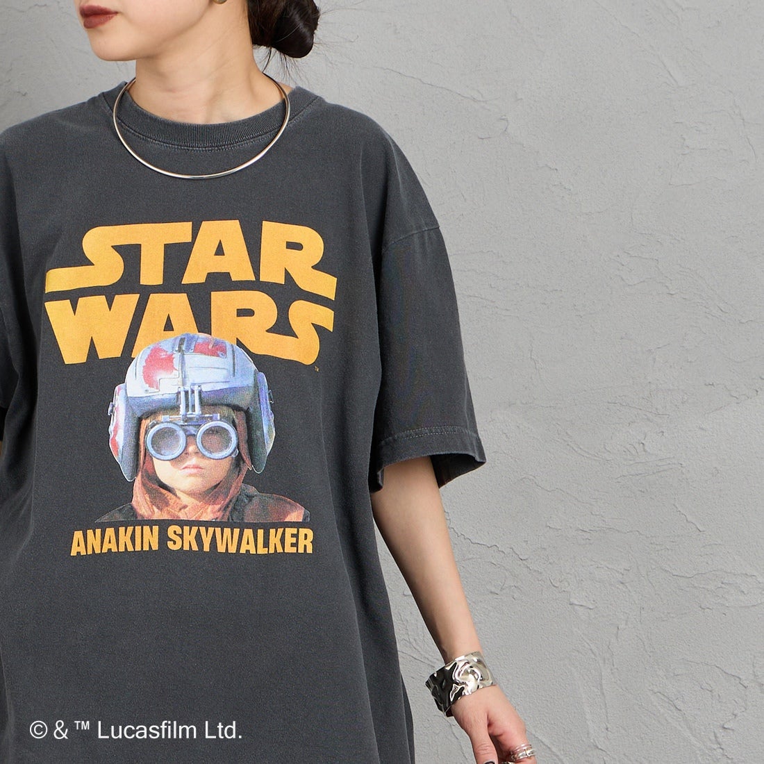 GOOD ROCK SPEED [グッドロックスピード] 別注 / STAR WARS / プリントTシャツ [INTN-072-JF] CHARCOAL &&モデル身長：150cm 着用サイズ：M&&