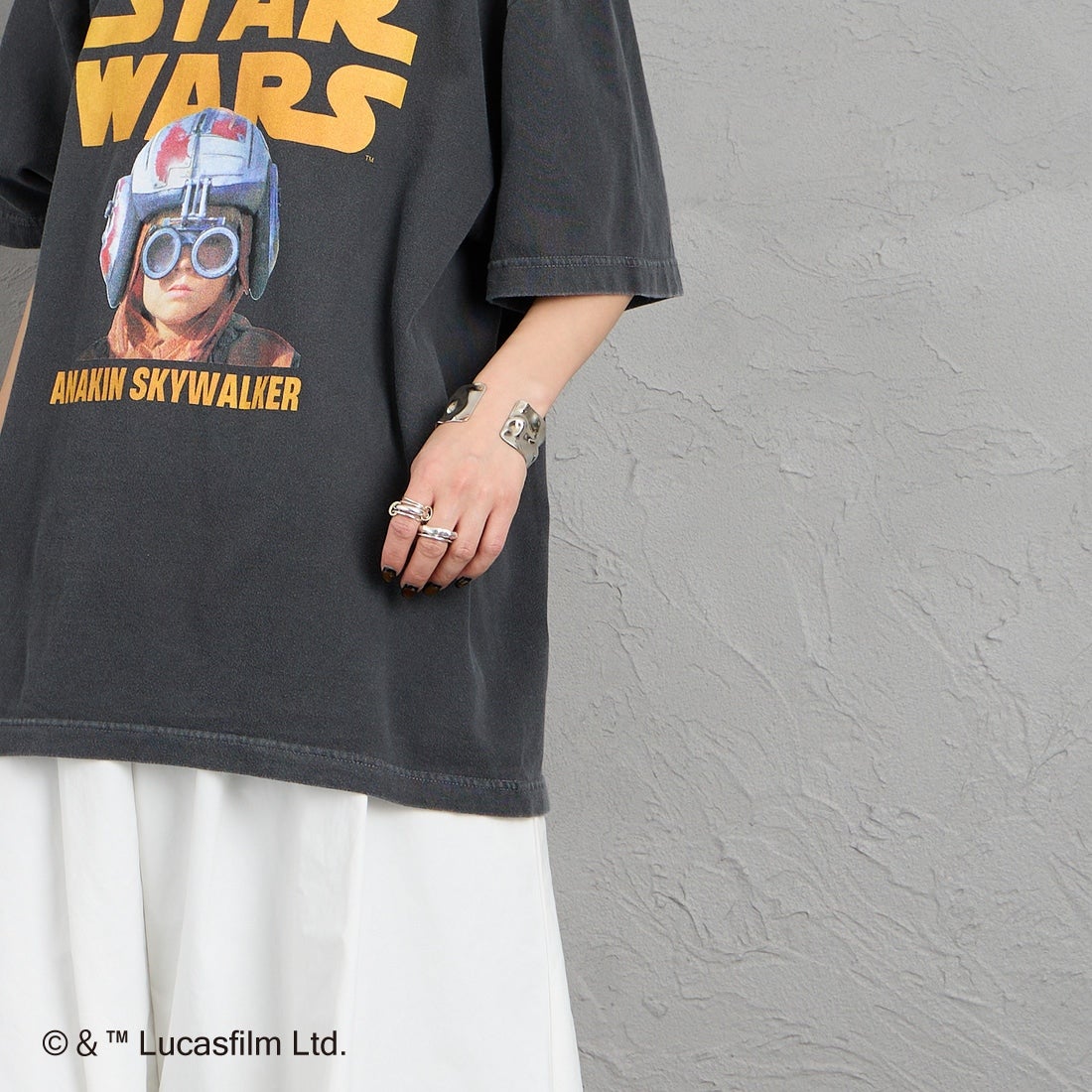 GOOD ROCK SPEED [グッドロックスピード] 別注 / STAR WARS / プリントTシャツ [INTN-072-JF] CHARCOAL &&モデル身長：150cm 着用サイズ：M&&