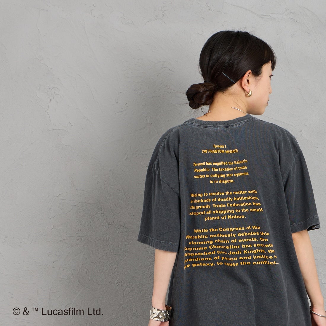 GOOD ROCK SPEED [グッドロックスピード] 別注 / STAR WARS / プリントTシャツ [INTN-072-JF] CHARCOAL &&モデル身長：150cm 着用サイズ：M&&