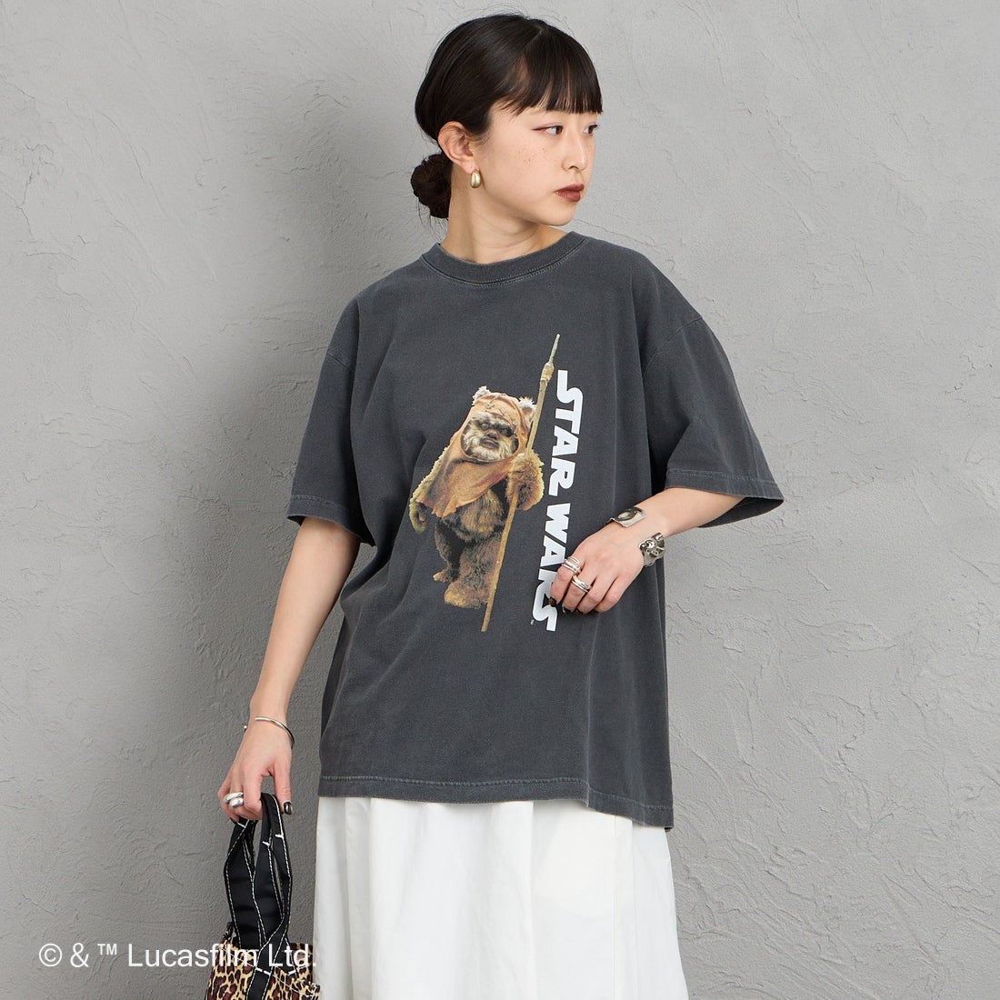 GOOD ROCK SPEED [グッドロックスピード] 別注 / STAR WARS / プリントTシャツ [INTN-073-JF] CHARCOAL &&モデル身長：150cm 着用サイズ：M&&
