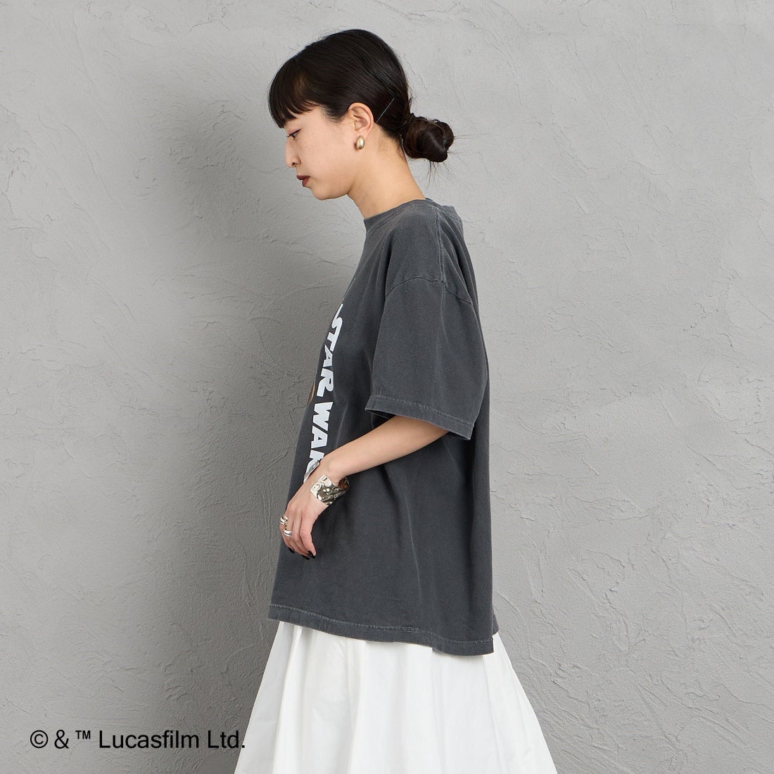 GOOD ROCK SPEED [グッドロックスピード] 別注 / STAR WARS / プリントTシャツ [INTN-073-JF] CHARCOAL &&モデル身長：150cm 着用サイズ：M&&