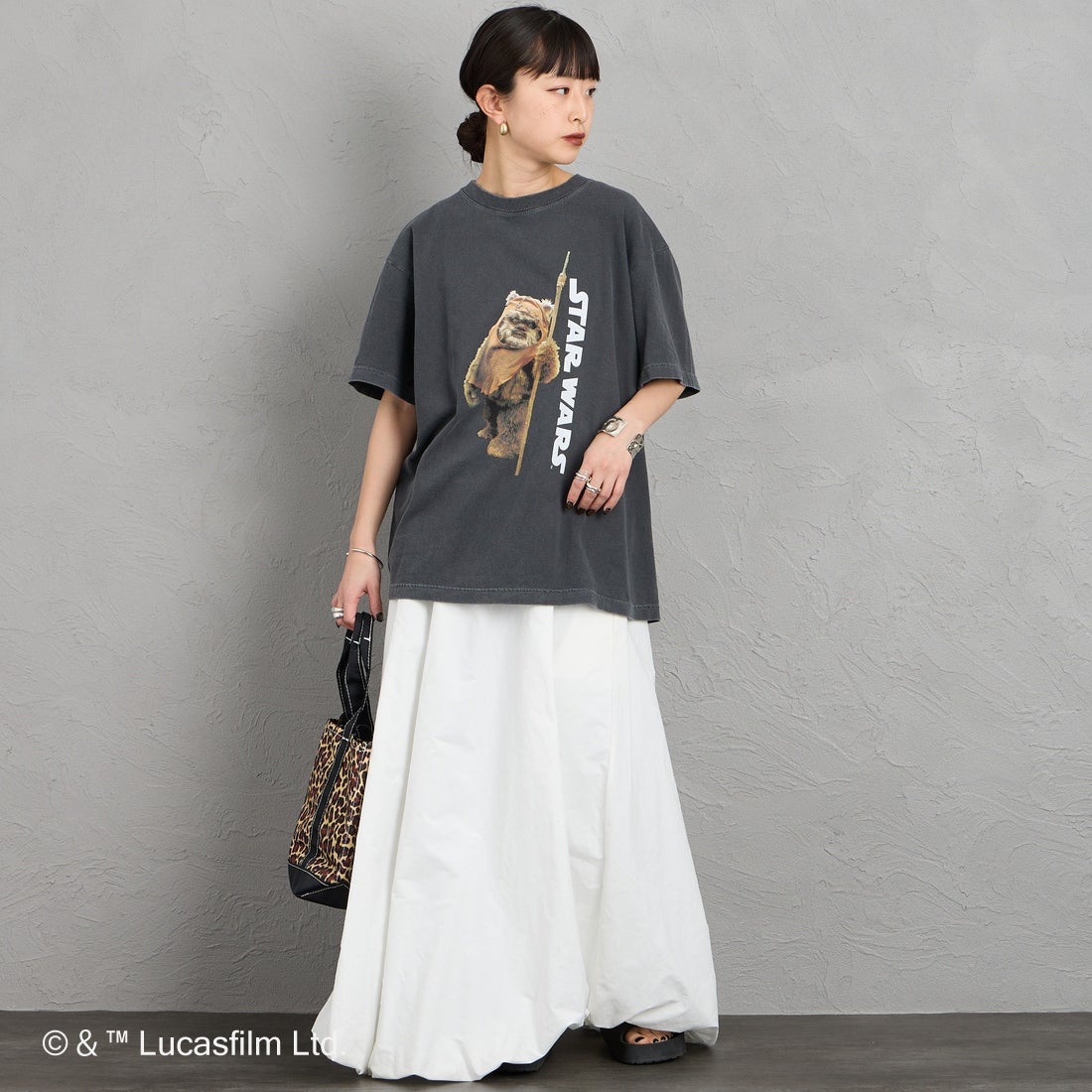 GOOD ROCK SPEED [グッドロックスピード] 別注 / STAR WARS / プリントTシャツ [INTN-073-JF] CHARCOAL &&モデル身長：150cm 着用サイズ：M&&