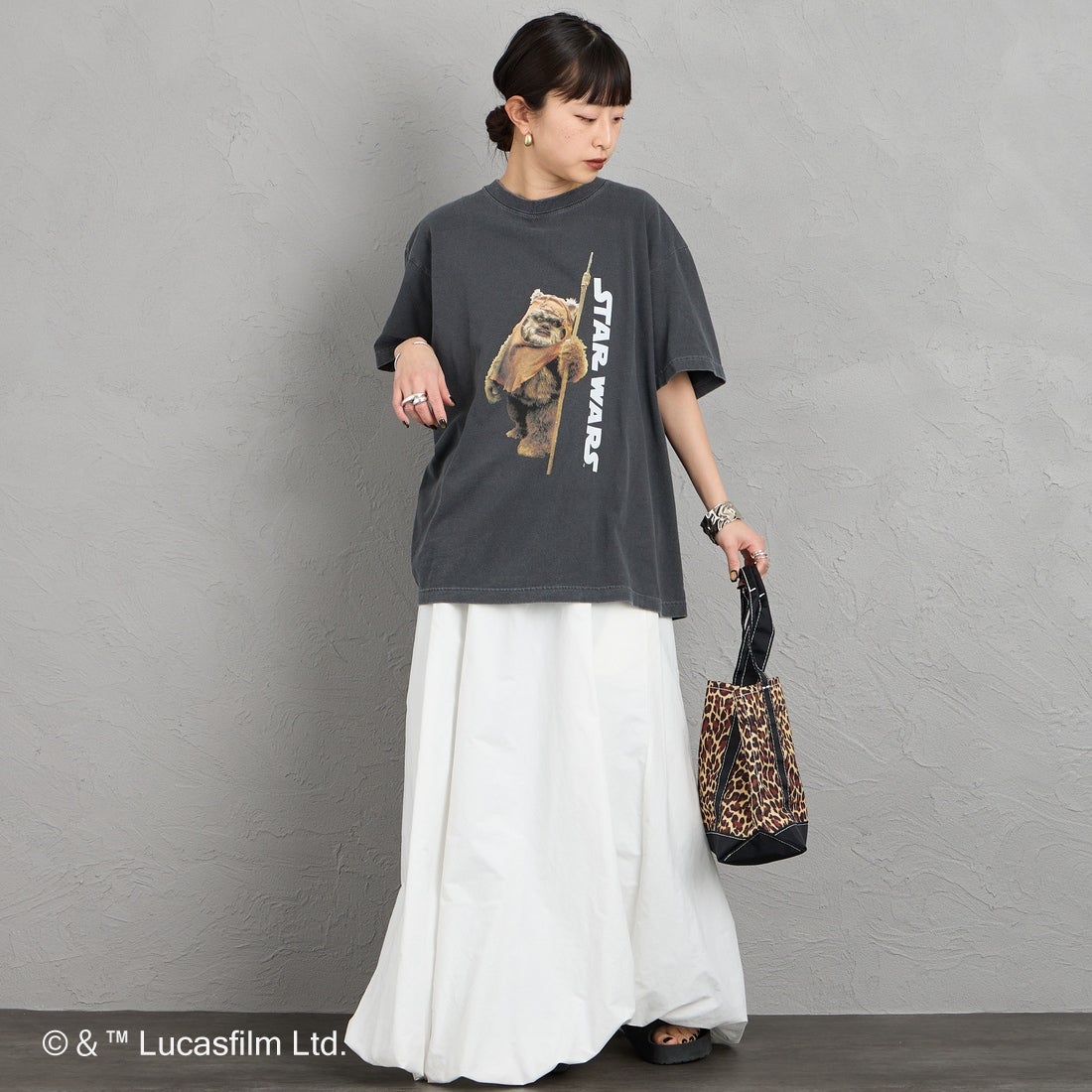 GOOD ROCK SPEED [グッドロックスピード] 別注 / STAR WARS / プリントTシャツ [INTN-073-JF] CHARCOAL &&モデル身長：150cm 着用サイズ：M&&