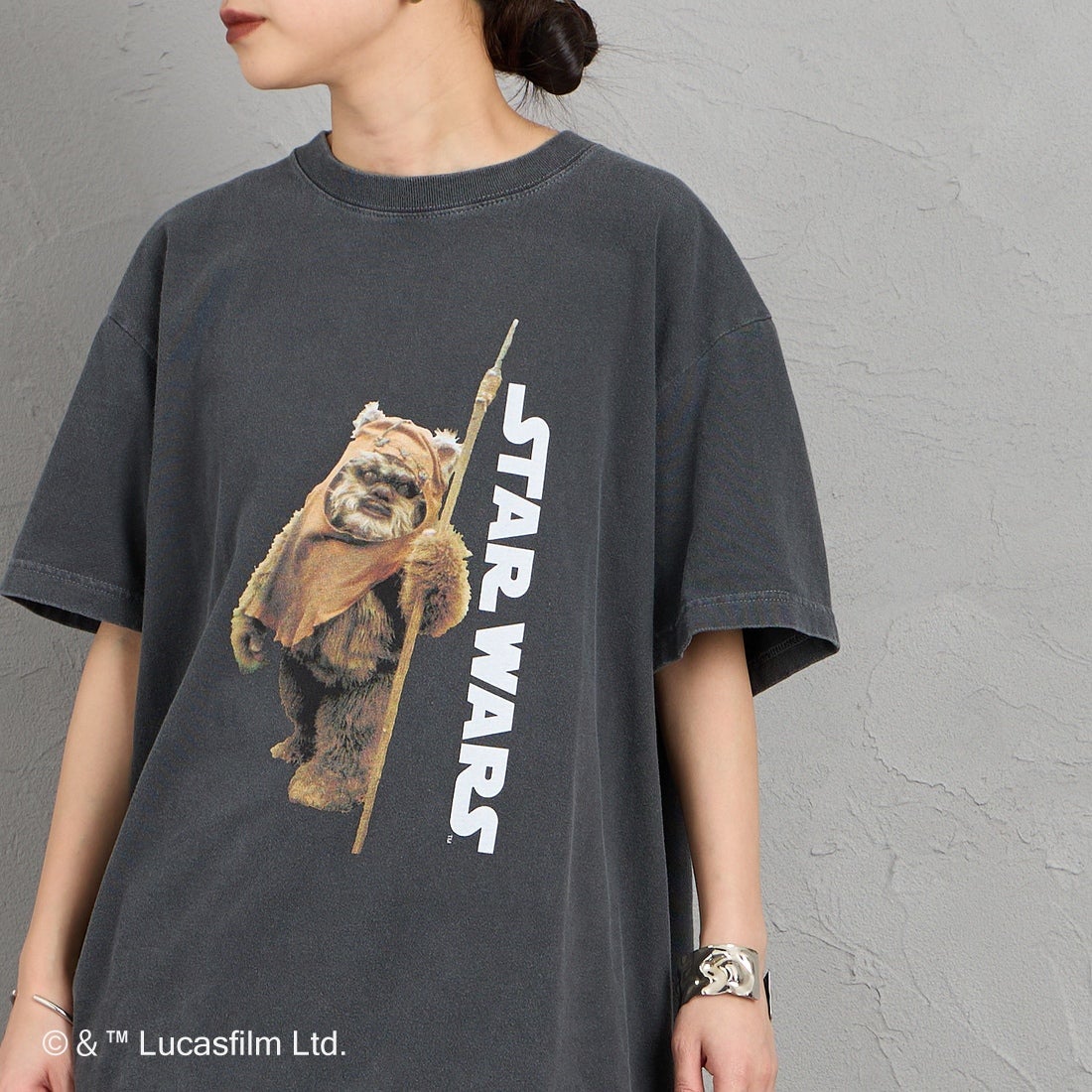 GOOD ROCK SPEED [グッドロックスピード] 別注 / STAR WARS / プリントTシャツ [INTN-073-JF] CHARCOAL &&モデル身長：150cm 着用サイズ：M&&