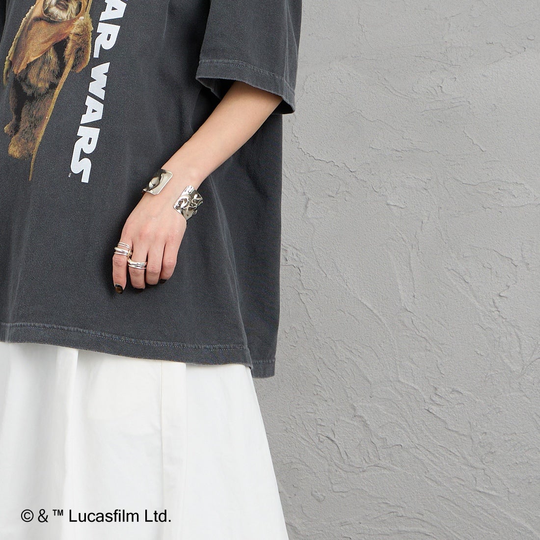 GOOD ROCK SPEED [グッドロックスピード] 別注 / STAR WARS / プリントTシャツ [INTN-073-JF] CHARCOAL &&モデル身長：150cm 着用サイズ：M&&