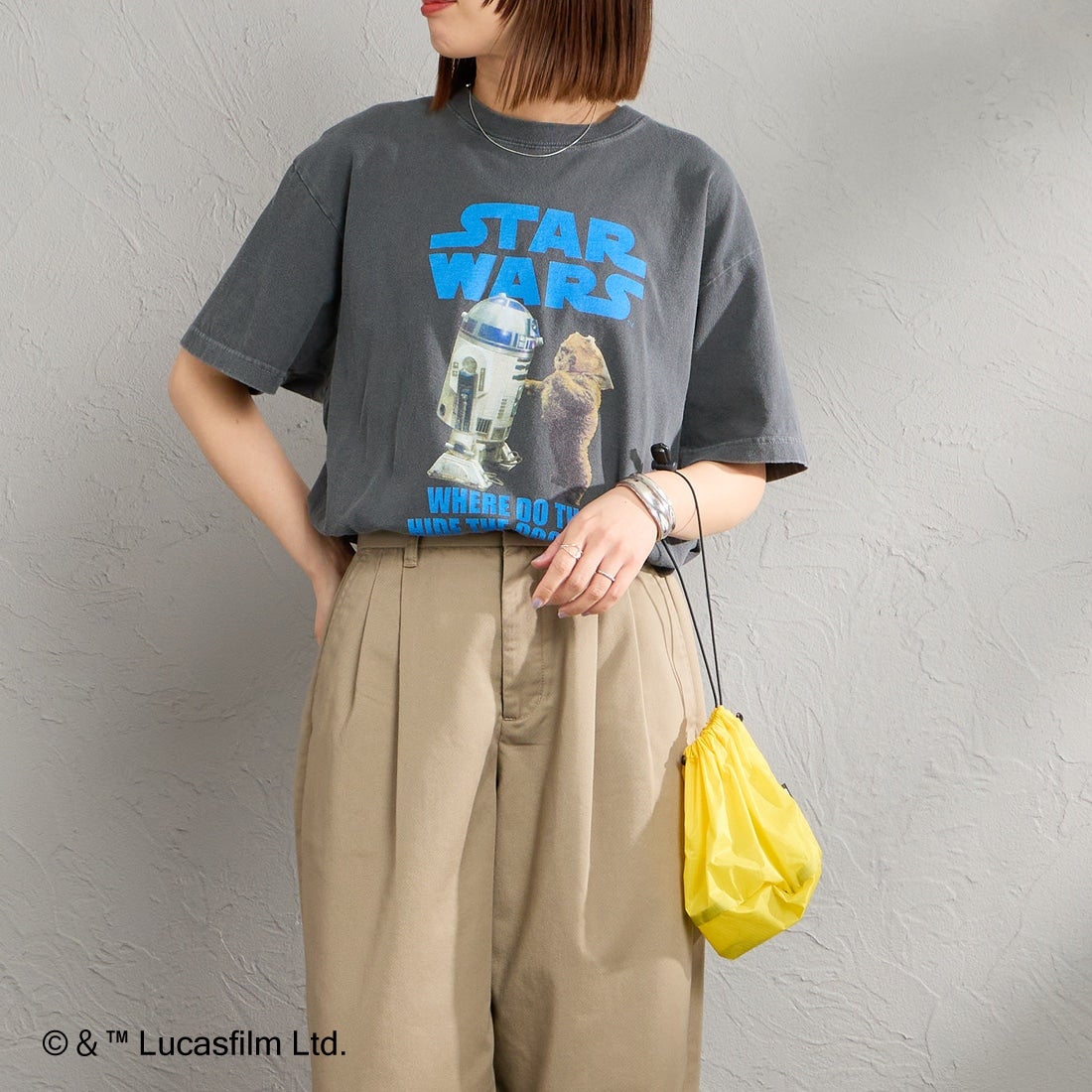GOOD ROCK SPEED [グッドロックスピード] 別注 / STAR WARS / プリントTシャツ [INTN-074-JF] CHARCOAL &&モデル身長：159cm 着用サイズ：M&&