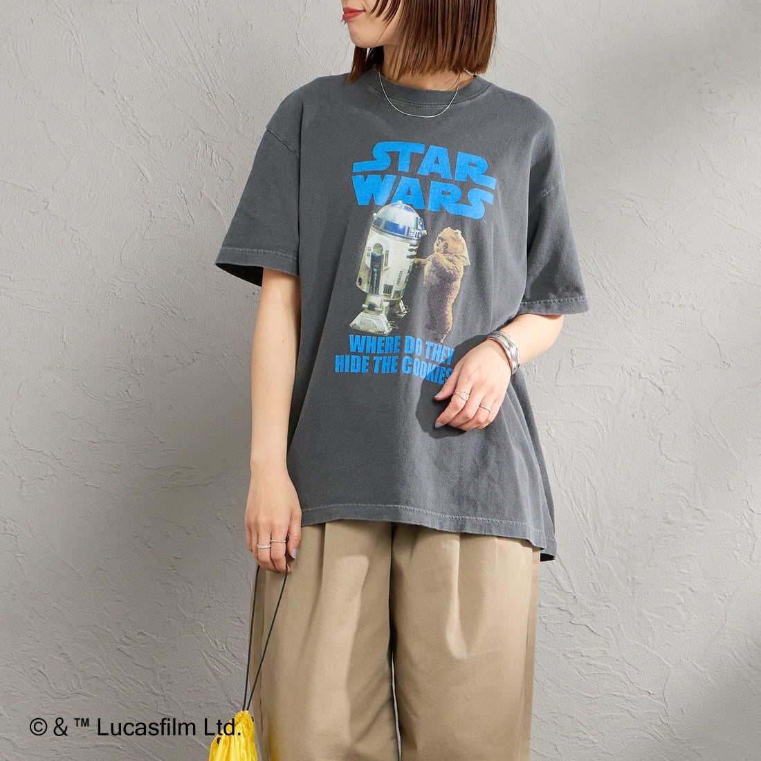 GOOD ROCK SPEED [グッドロックスピード] 別注 / STAR WARS / プリントTシャツ [INTN-074-JF] CHARCOAL &&モデル身長：159cm 着用サイズ：M&&