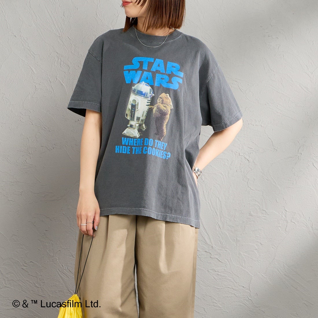GOOD ROCK SPEED [グッドロックスピード] 別注 / STAR WARS / プリントTシャツ [INTN-074-JF] CHARCOAL &&モデル身長：159cm 着用サイズ：M&&