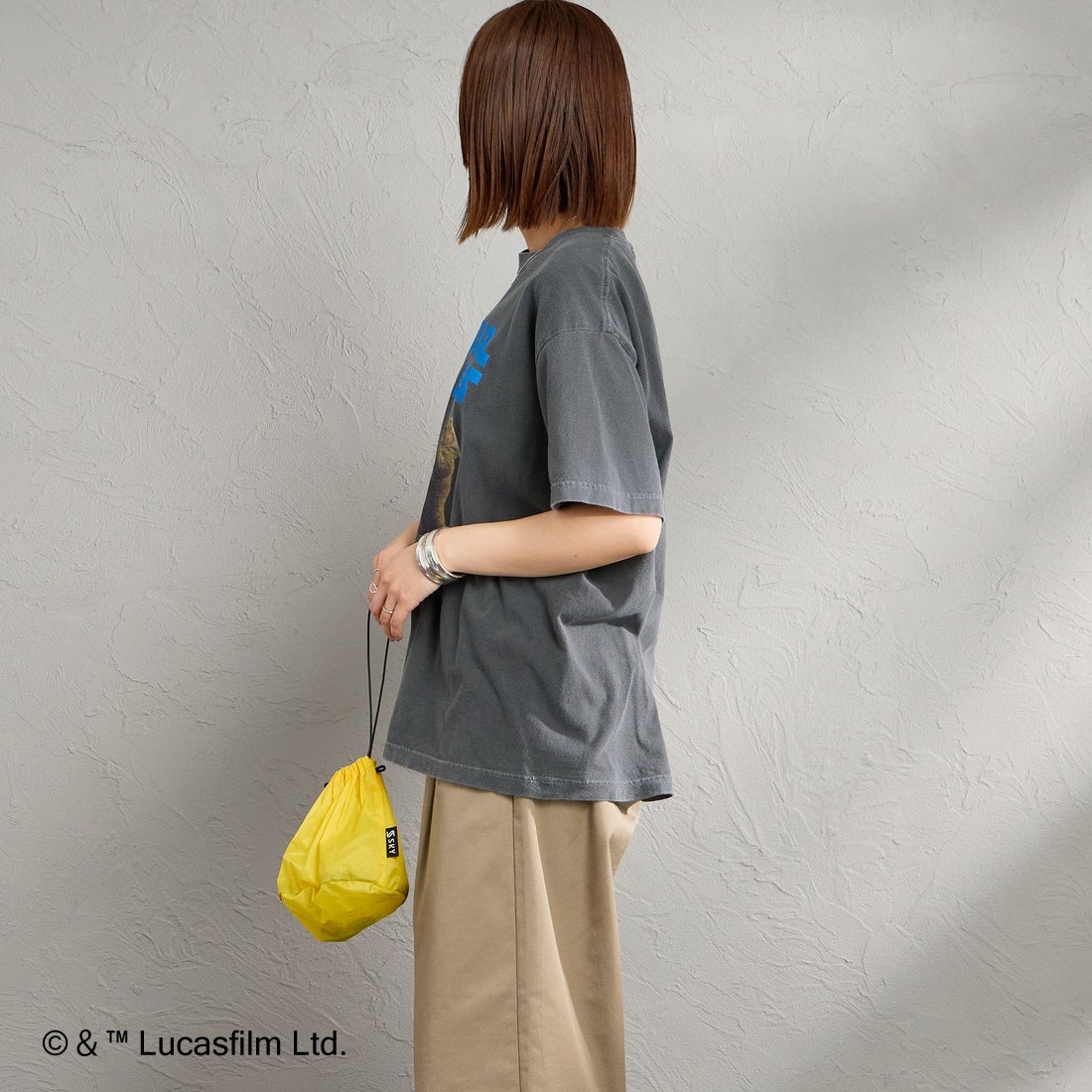 GOOD ROCK SPEED [グッドロックスピード] 別注 / STAR WARS / プリントTシャツ [INTN-074-JF] CHARCOAL &&モデル身長：159cm 着用サイズ：M&&