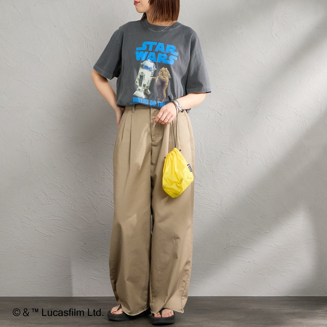 GOOD ROCK SPEED [グッドロックスピード] 別注 / STAR WARS / プリントTシャツ [INTN-074-JF] CHARCOAL &&モデル身長：159cm 着用サイズ：M&&