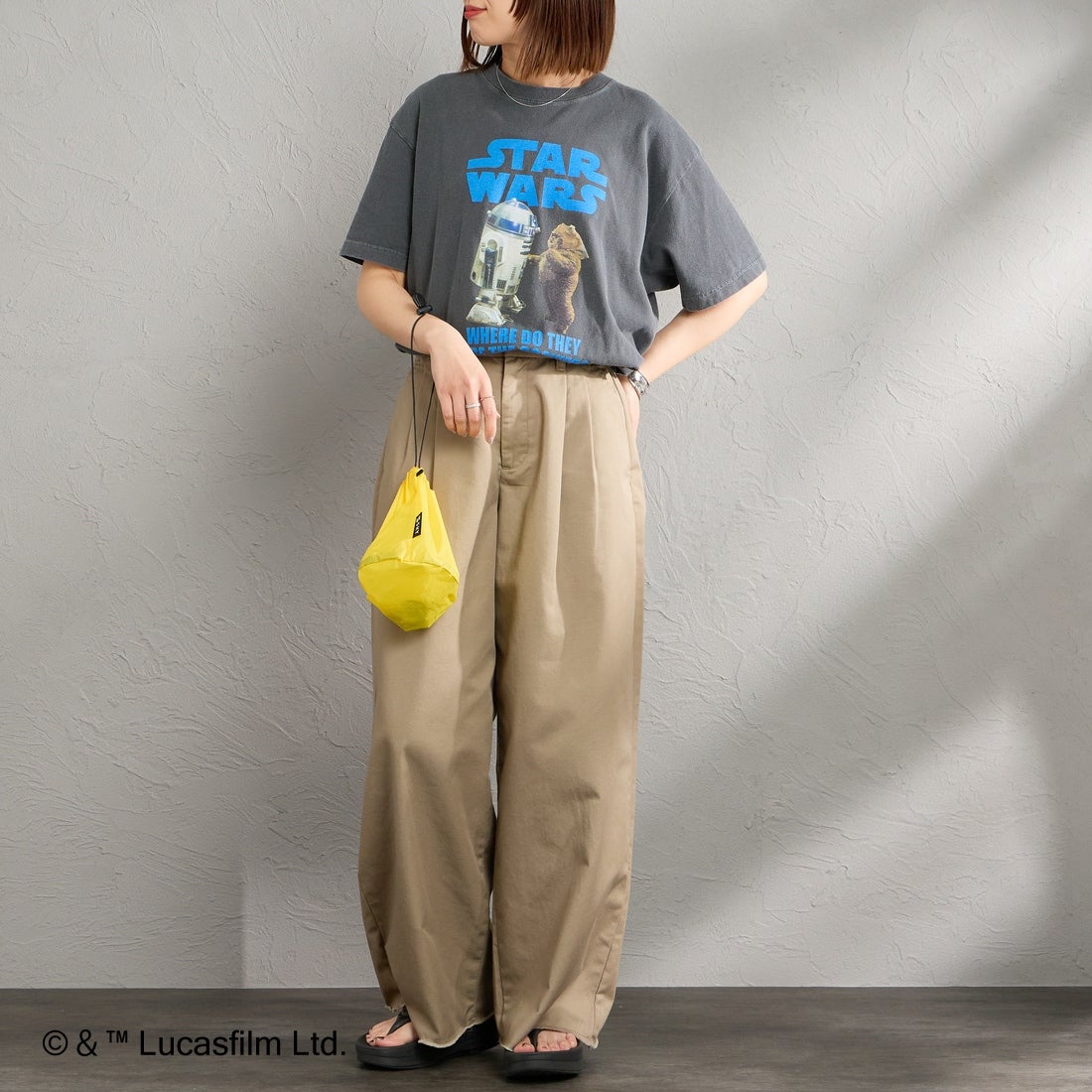GOOD ROCK SPEED [グッドロックスピード] 別注 / STAR WARS / プリントTシャツ [INTN-074-JF] CHARCOAL &&モデル身長：159cm 着用サイズ：M&&