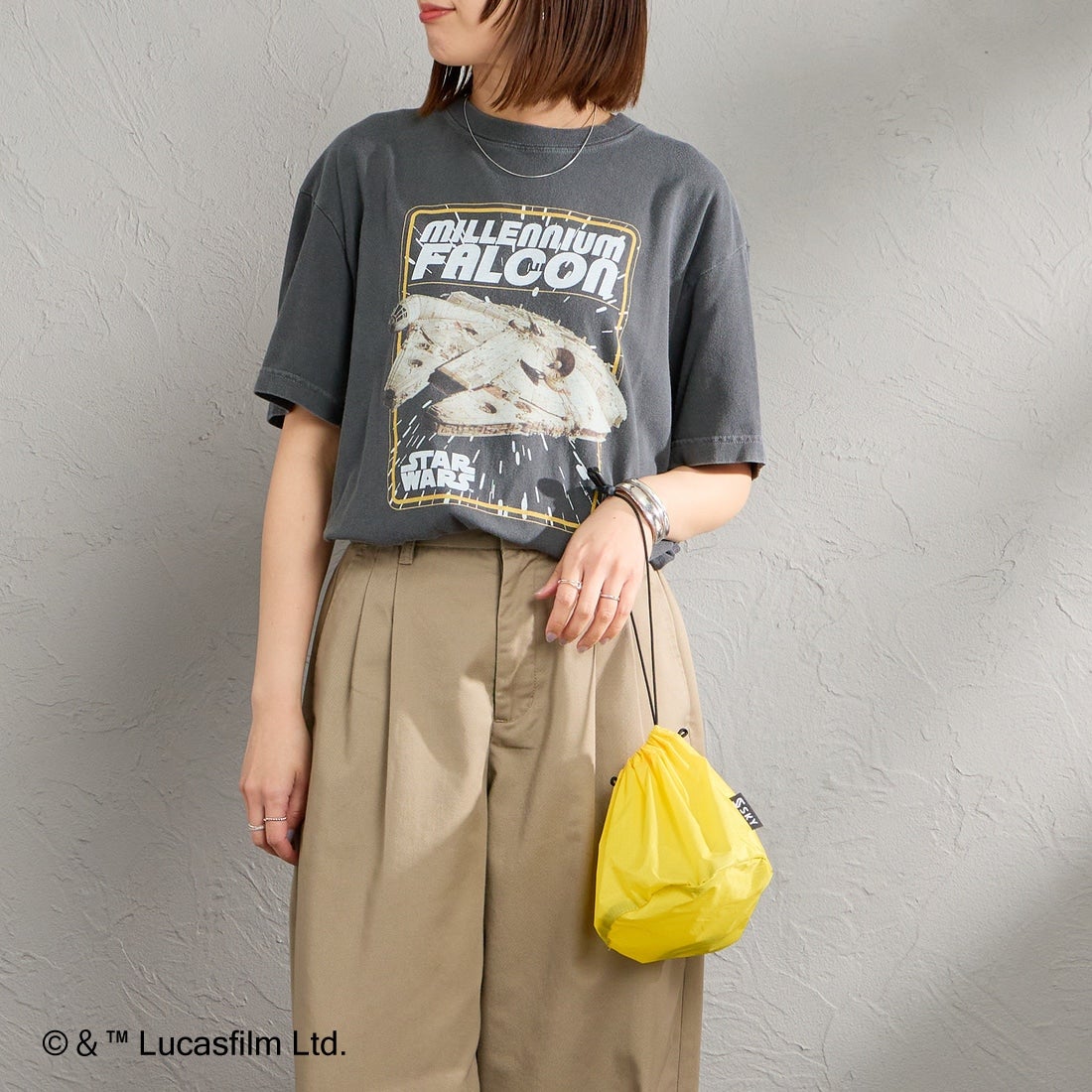 GOOD ROCK SPEED [グッドロックスピード] 別注 / STAR WARS / プリントTシャツ [INTN-075-JF] CHARCOAL &&モデル身長：159cm 着用サイズ：M&&