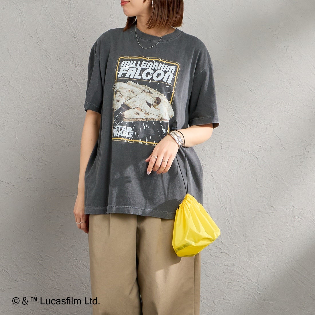 GOOD ROCK SPEED [グッドロックスピード] 別注 / STAR WARS / プリントTシャツ [INTN-075-JF] CHARCOAL &&モデル身長：159cm 着用サイズ：M&&