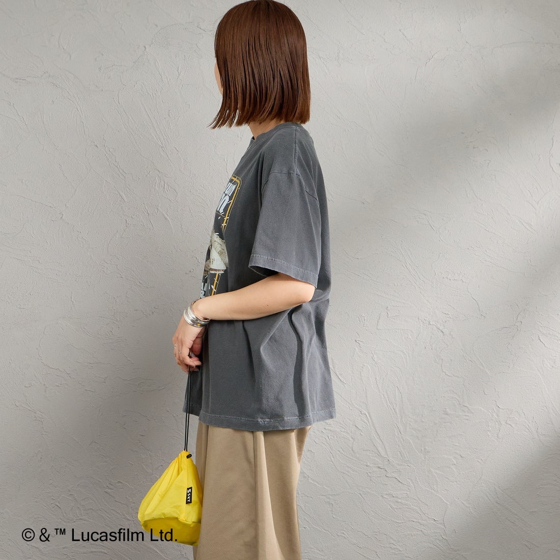 GOOD ROCK SPEED [グッドロックスピード] 別注 / STAR WARS / プリントTシャツ [INTN-075-JF] CHARCOAL &&モデル身長：159cm 着用サイズ：M&&
