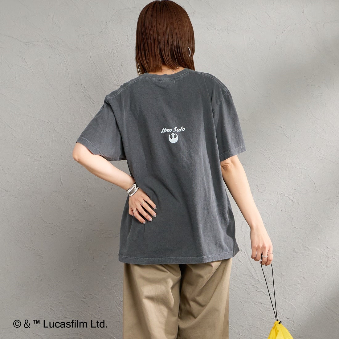 GOOD ROCK SPEED [グッドロックスピード] 別注 / STAR WARS / プリントTシャツ [INTN-075-JF] CHARCOAL &&モデル身長：159cm 着用サイズ：M&&