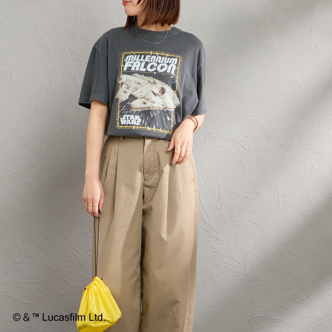 GOOD ROCK SPEED [グッドロックスピード] 別注 / STAR WARS / プリントTシャツ [INTN-075-JF] CHARCOAL &&モデル身長：159cm 着用サイズ：M&&