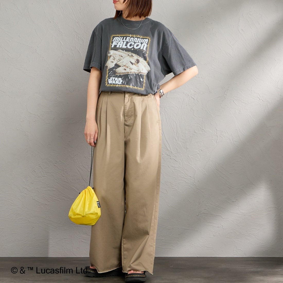 GOOD ROCK SPEED [グッドロックスピード] 別注 / STAR WARS / プリントTシャツ [INTN-075-JF] CHARCOAL &&モデル身長：159cm 着用サイズ：M&&