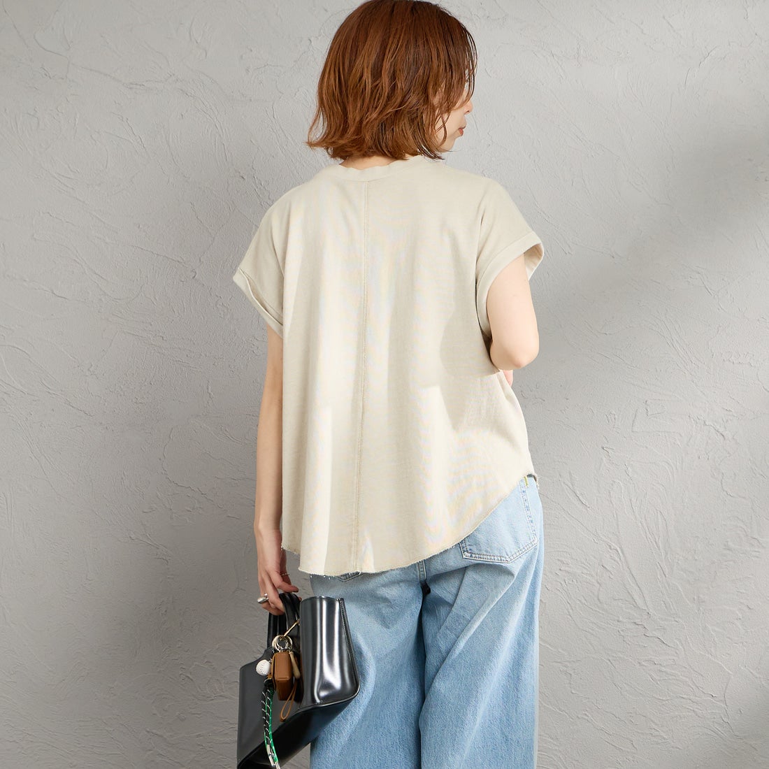 STAR&STRIPE [スターアンドストライプ] 別注 カットオフ ラウンドヘム ロールアップTシャツ [SSMD-213-JF] HARBOR MIS &&モデル身長：158cm 着用サイズ：F&&