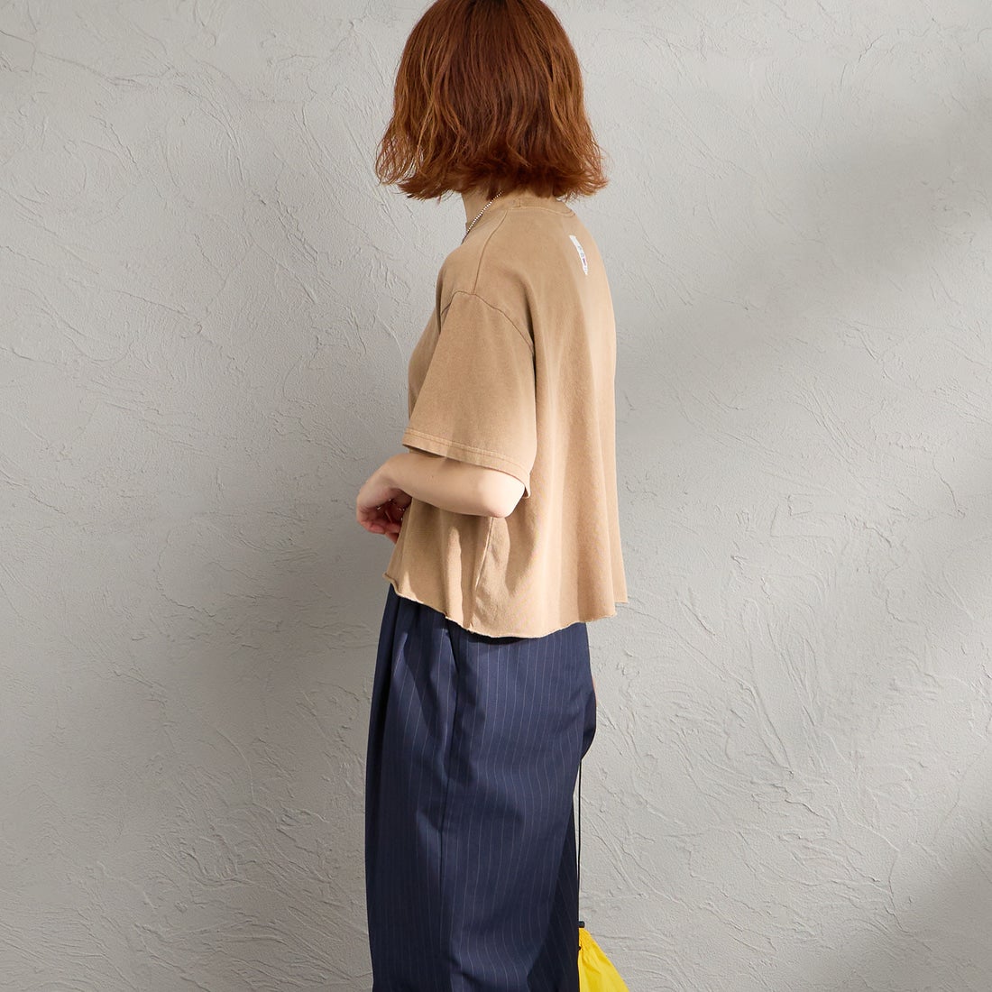 STAR&STRIPE [スターアンドストライプ] 別注 カットオフ ショート丈ワイドシルエットTシャツ [SSMD-095-JF] COCA MOCHA &&モデル身長：158cm 着用サイズ：F&&