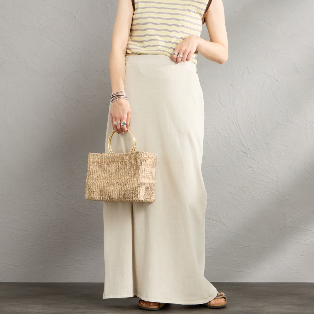 STAR&STRIPE [スターアンドストライプ] 別注 カットオフ マキシ丈フレアスカート [SSMD-197-JF] HARBOR MIS &&モデル身長：158cm 着用サイズ：F&&