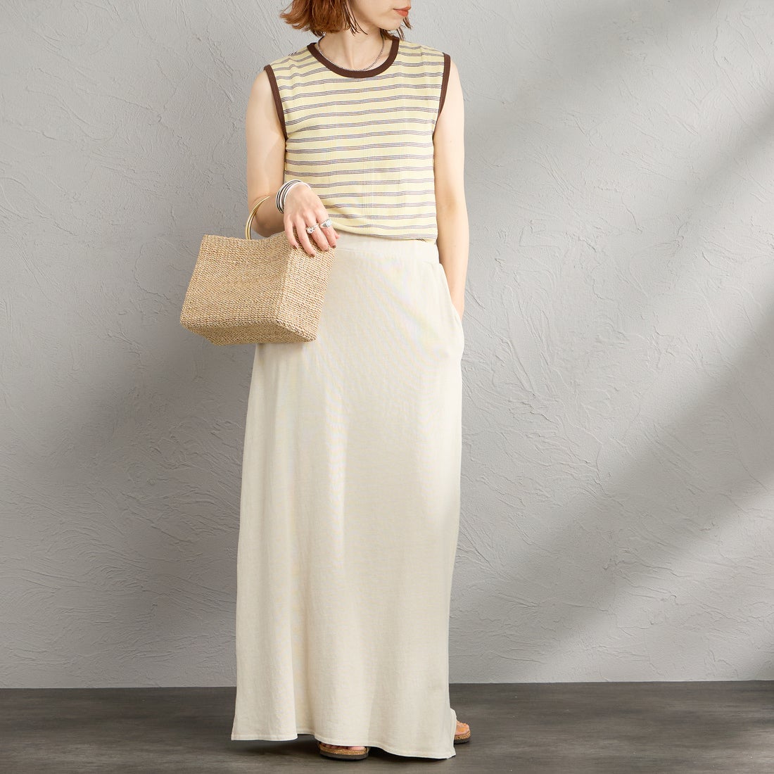 STAR&STRIPE [スターアンドストライプ] 別注 カットオフ マキシ丈フレアスカート [SSMD-197-JF] HARBOR MIS &&モデル身長：158cm 着用サイズ：F&&