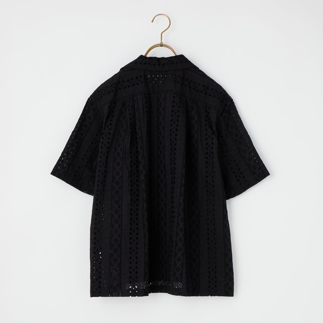 Vincent et Mireille [ヴァンソン エ ミレイユ] カットワークレースオープンカラーシャツ [VM261HB11032] 09 BLACK