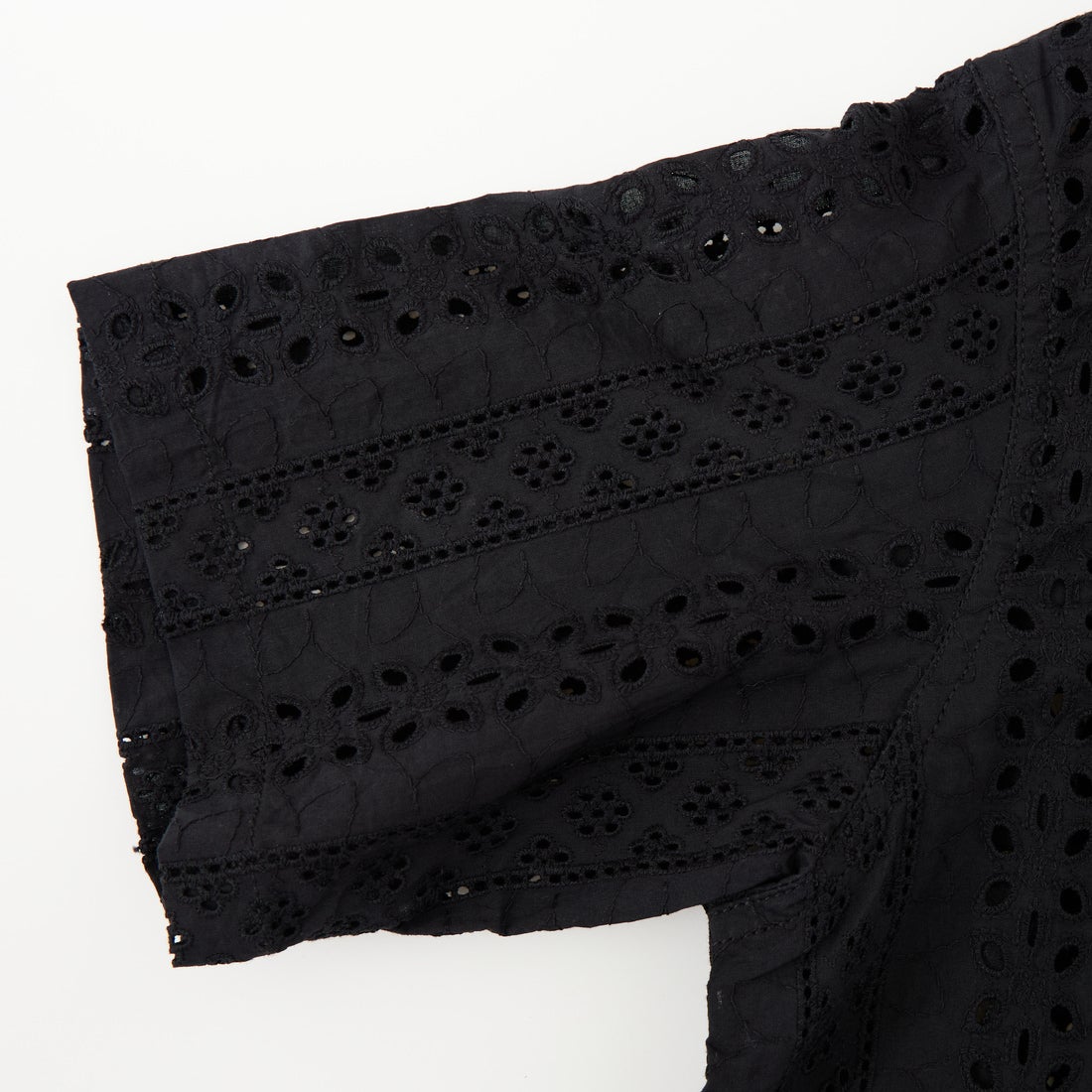 Vincent et Mireille [ヴァンソン エ ミレイユ] カットワークレースオープンカラーシャツ [VM261HB11032] 09 BLACK