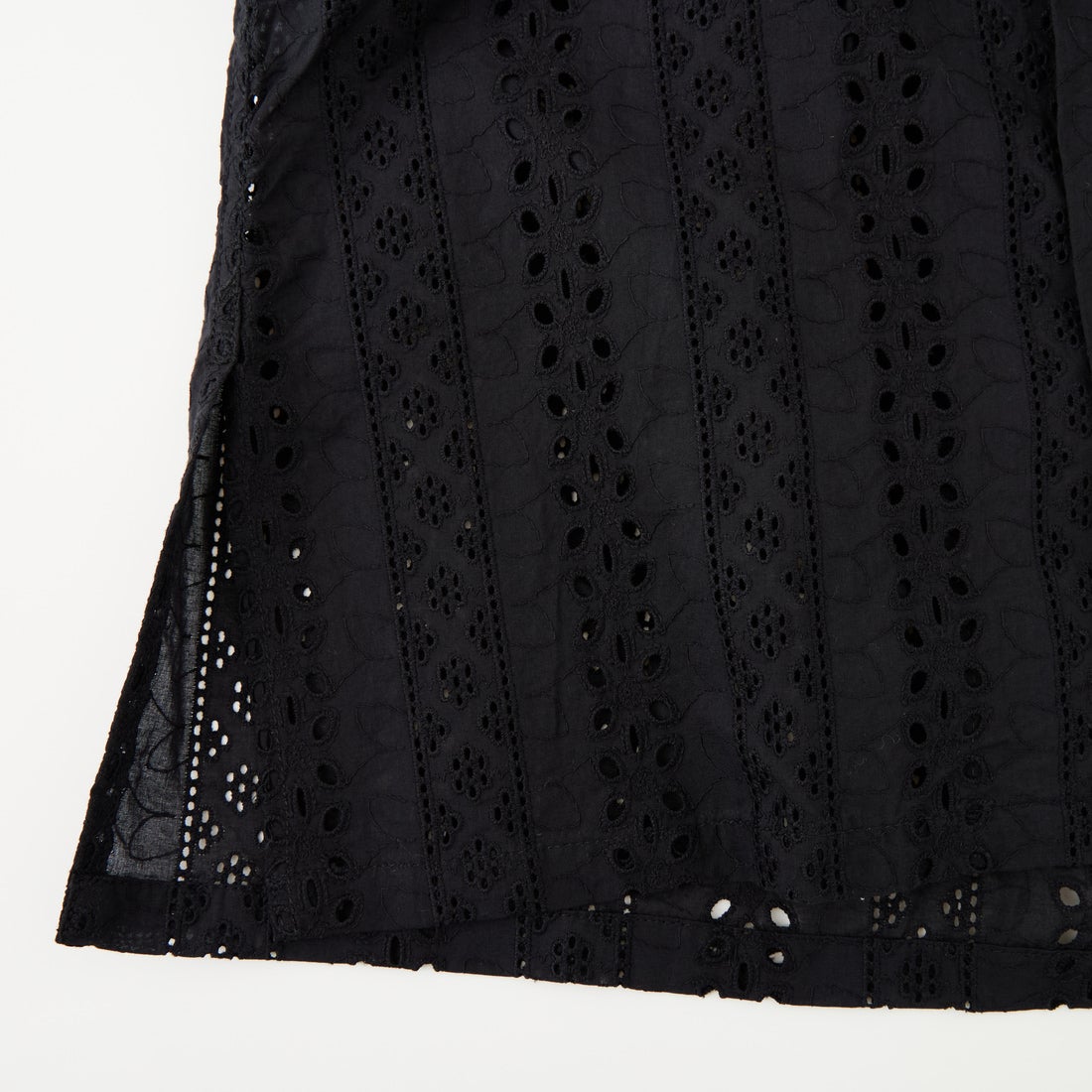 Vincent et Mireille [ヴァンソン エ ミレイユ] カットワークレースオープンカラーシャツ [VM261HB11032] 09 BLACK